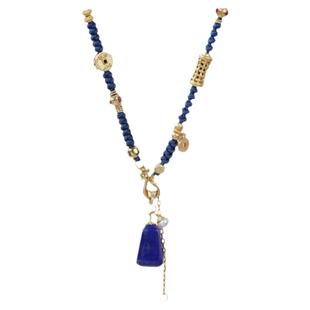 Blue hour青金石项链女款手工编绳七夕节国风轻奢复古小众无事牌