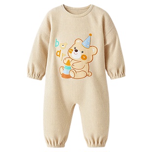 宝宝爬爬服连体罩衣婴儿灯芯绒儿童外出女宝宝男宝冬爬行防水防脏