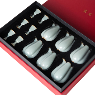 善窑厂李善明白酒杯一套6个加分酒器高温原矿汝瓷汝窑白酒杯10ml