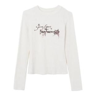 Jamor加墨时尚竖坑条显瘦打底上衣圆领T恤简约2026春季新款