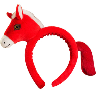 2026新款新年毛绒马发箍装饰春节生肖头饰活动儿童道具喜庆礼品