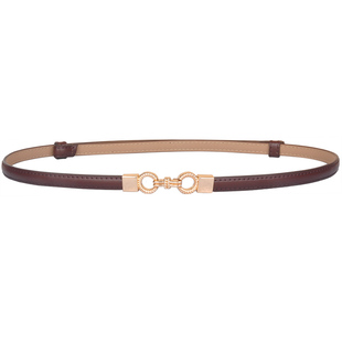 牛永真女士细腰带真皮金色扣头配裙子百搭连衣裙装饰收腰小皮带女