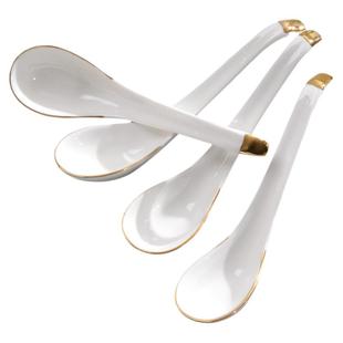 陶瓷勺子小汤勺家用长柄大号吃饭喝汤勺子骨瓷调羹小天鹅勺子汤匙