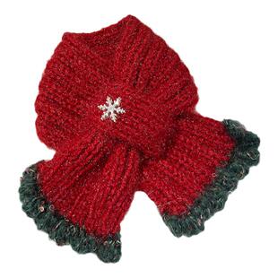 宅日梦乐手工宠物围巾狗狗猫咪圣诞饰品冬季保暖围脖红色喜庆围巾