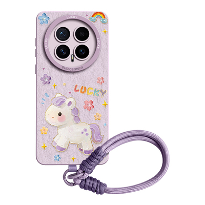 幸运油画小马全包编织手绳硅胶壳