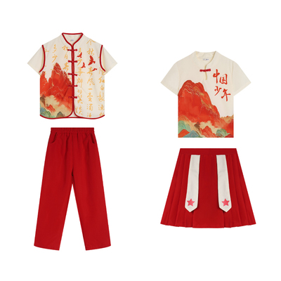 儿童中国风表演服啦啦队服合唱服