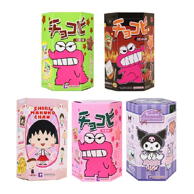 万代桃哈多蜡笔小巧克力比玉米脆