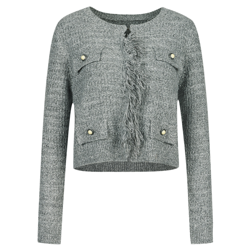 DTLANDO/商场同款25秋新品女装小香风灰色优雅针织开衫外套上衣