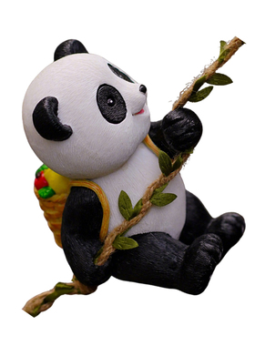 可爱攀登熊猫爬树花园挂件