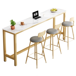 吧台桌岩板长条桌子家用靠墙窄桌子酒吧台餐饮奶茶店商用高脚桌椅