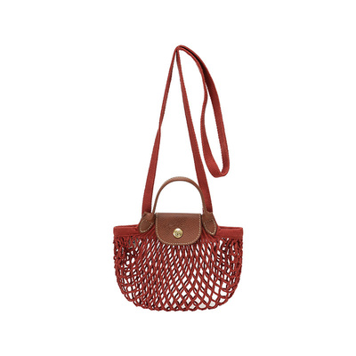 未使用LONGCHAMP/珑骧Le Pliage Filet织物赤褐色女款迷你单肩包