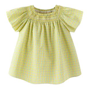 迷你巴拉巴拉女童短袖衬衫宝宝甜美法式上衣夏季新款儿童蓝色半袖