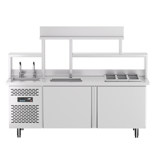 奶茶店设备全套水吧台开槽定制商用冷藏冻操作台冷饮咖啡店工作台