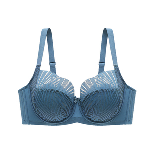 怡倩【几何时空】大胸显小胸内衣女全罩杯薄款胸罩红色大码文胸