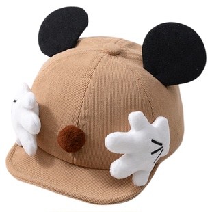 婴儿帽子春秋季卡通男宝宝软檐棒球帽男童防风韩版秋冬鸭舌帽女宝