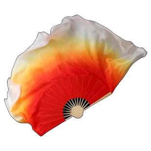 扇子舞蹈扇易开合双面真丝儿童古典舞潋滟表演专用橘红倒染跳舞扇