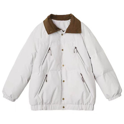 【一方服饰】休闲宽松撞色翻领羽绒服冬90白鸭绒保暖锁温