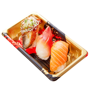 高档印花寿司盒一次性外卖打包盒子日式刺身拼盘商用长方形带盖