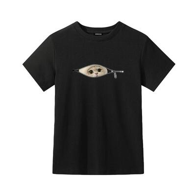 i.t GROUNDZERO潮牌正肩修身可爱猫咪短袖T恤女生夏季新款上衣