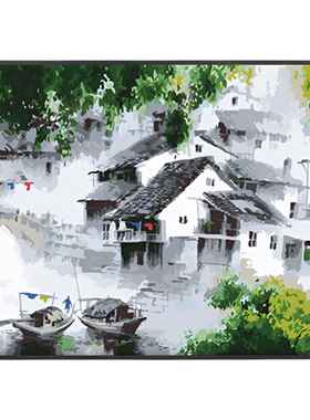 自油自画diy数字油画梦里水乡