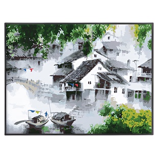 自油自画 数字油画diy 客厅大幅风景花卉手工手绘装饰画 梦里水乡