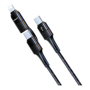 品胜二合一数据线适用苹果16/15promax手机typec充电线快充iPhone17/14器lightning接口车载ctoc一拖二2合1