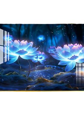 玄幻荷花餐厅背景墙单幅装饰壁画
