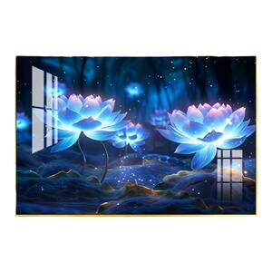 玄幻荷花餐厅背景墙单幅装饰壁画