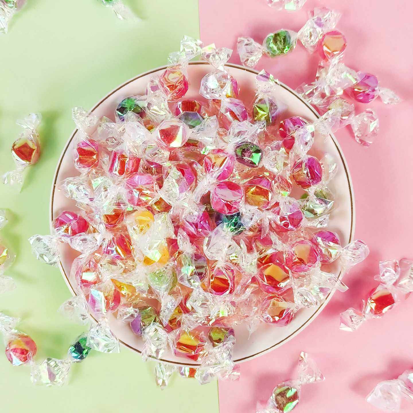 网红炫彩千纸鹤糖果水果糖酒店迎宾招待送礼散装水果糖果婚庆喜糖
