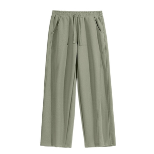 班尼路裤子男款春秋重磅卫裤小众美式弯刀裤男士加绒宽松运动裤A