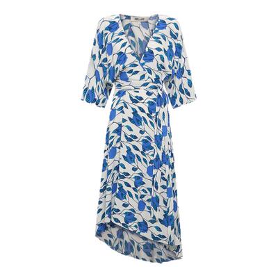 DVF淡雅白小灯笼花裹身裙