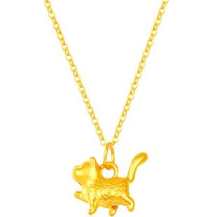 梦金园哈基米黄金吊坠女5D足金可爱猫咪挂坠小克重金铲铲生日礼物