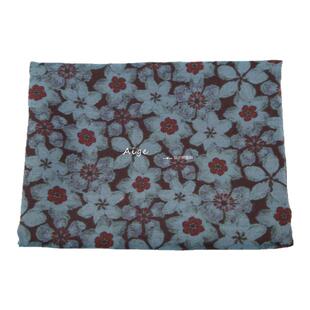 垂感不透 复古蓝棕色小花印花仿香云纱仿真丝面料旗袍衬衫布料diy