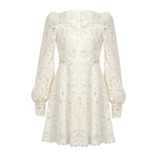 富家千金感名媛穿搭蕾丝连衣裙设计师款亮片轻奢气质女装a字短裙