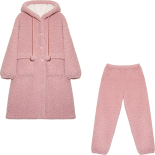 Bananagirl睡衣女套冬季保暖加厚大码加绒长款睡袍套装家居服新款