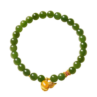 宫里上新碧玉手串女天然和田玉葫芦手链绿色玉石生日礼物送妈妈