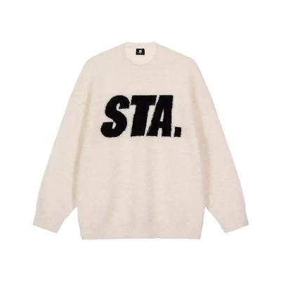 STA红色毛衣圆领大logo针织衫潮