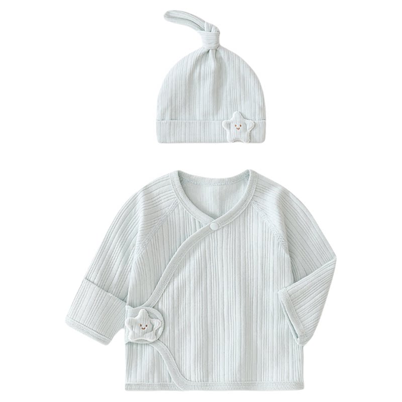 新生婴儿半背衣服春秋款初生宝宝上衣送胎帽子四季款半背和尚服