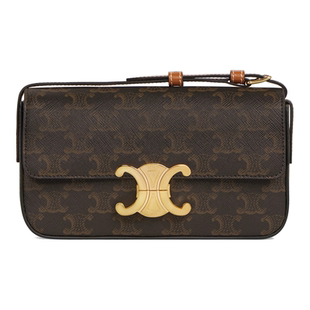 9.9/9.5新Celine/思琳Triomphe凯旋门牛皮黄褐色女款中号单肩包