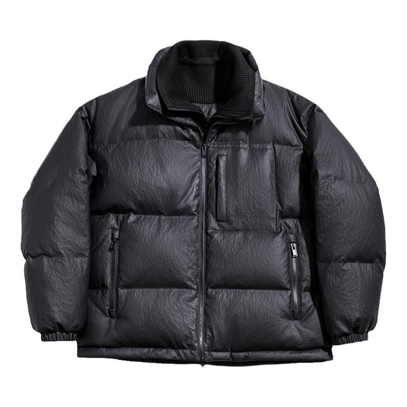 海上公路假两件皮羽绒服男士25冬季陨石纹肌理感时尚百搭保暖外套