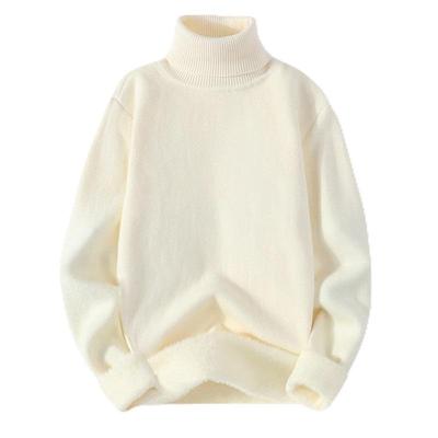 打底高领毛衣男士羊毛衫秋冬季内搭线衣加绒加厚白色一体绒针织衫