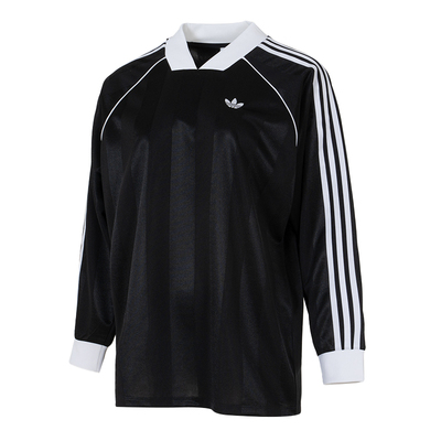 阿迪达斯女装运动宽松V领长袖T恤