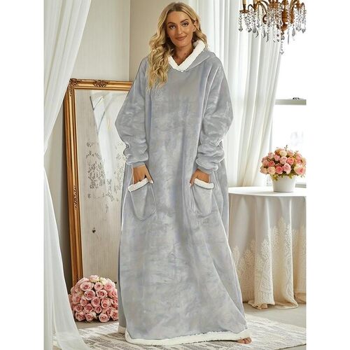 E 58517 Long Hooded Fleece Blanket Robe 加厚连帽睡袍 代