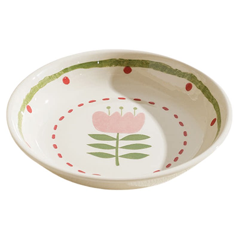 田园郁金香花边陶瓷家用餐盘