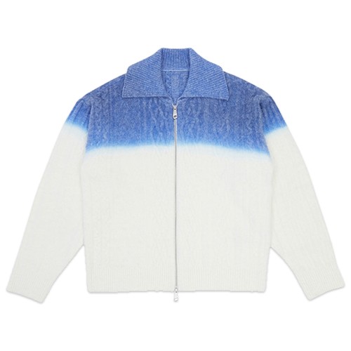 ADERERROR 23FW Rowy 拉链毛衣染色针织开衫宽松染色羊毛混纺外套