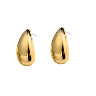 SLA私家 高级感曲面水滴形耳钉 24k金简约个性银针新款法式耳环女