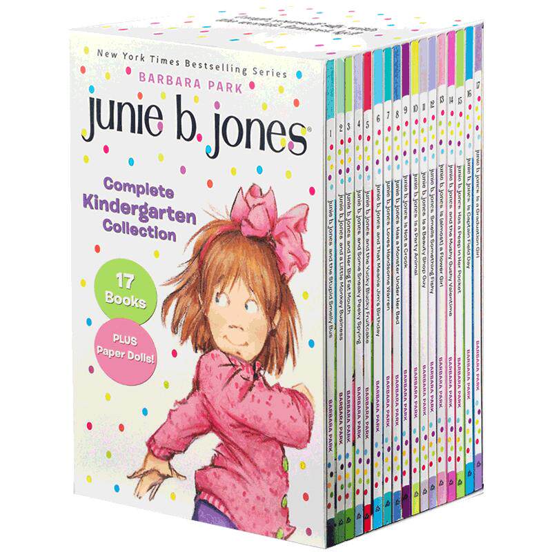 送音频英文原版书Junie B. Jones Complete Kindergarten Collection 1-17册初级章节书5-6-8-9岁初中小学生学习课外读物进口