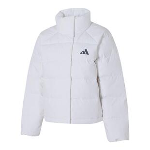 阿迪达斯白色立领羽绒服女装2025新款保暖棉羽外套休闲夹克运动服
