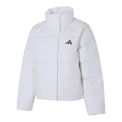 阿迪达斯白色立领羽绒服女装2025新款保暖棉羽外套休闲夹克运动服