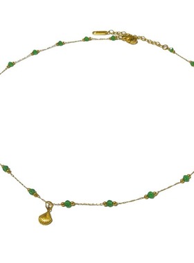 法式立体贝壳形金属项链颈链气质